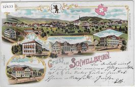 Gruss aus Schwellbrunn - Litho - Gasthof Kreuz, Hirschen