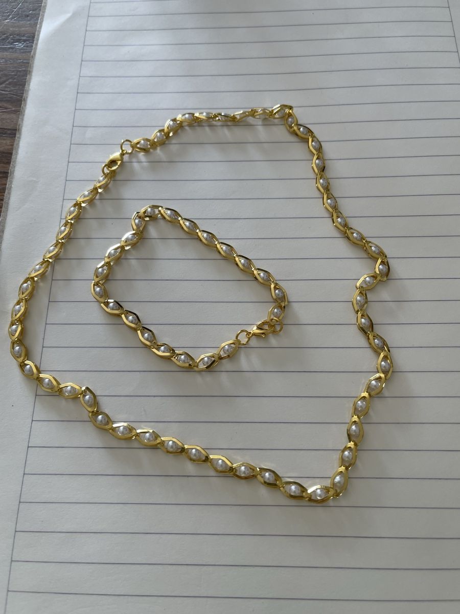 Ketten: Jolie parure plaquée et perles largeur 0,5 / collier 48 cm  – Neu (gemäss Beschreibung) aus Kloten von Vermicelles 4