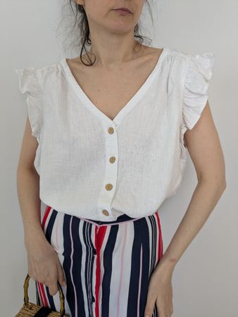 Weisses Leinen Top von Next, Grösse 44 Sommer