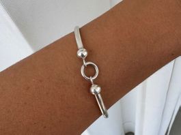 Armreif aus 950 Silber mit Kugeln, gestempelt