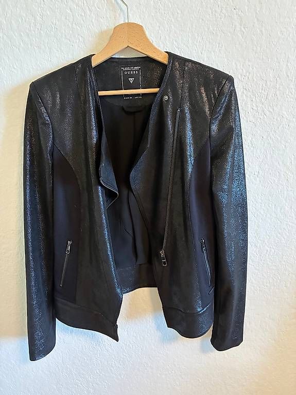 Giacche: Schwarzglitzernde Jacke von GUESS, Gr. M – Usato da Bern venduto da Renate_S