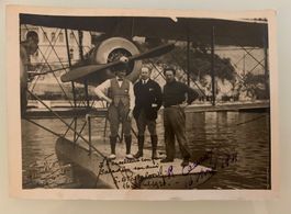 Foto 1921 drei Männer auf Wasserflugzeug signiert !