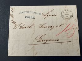 1857 Firmen Brief mit Briefkopf, Chur -> Lugano