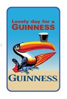 Blechschild-GUINNESS-LOVELY DAY FOR A-PELIKAN AUF SURFBRETT