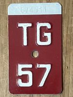 TG 57 - VELONUMMER - FAHRRADSCHILD - PLAQUE DE VELO - TG 57