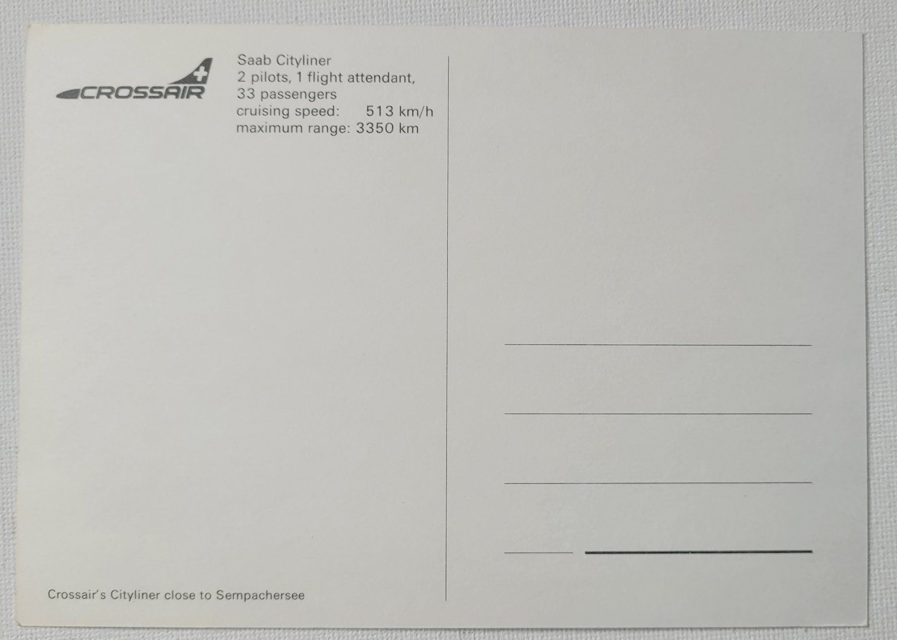Cartoline postali: CROSSAIR – SAAB CITYLINER – Nuovo (secondo la descrizione) da Neftenbach venduto da Mador6 1