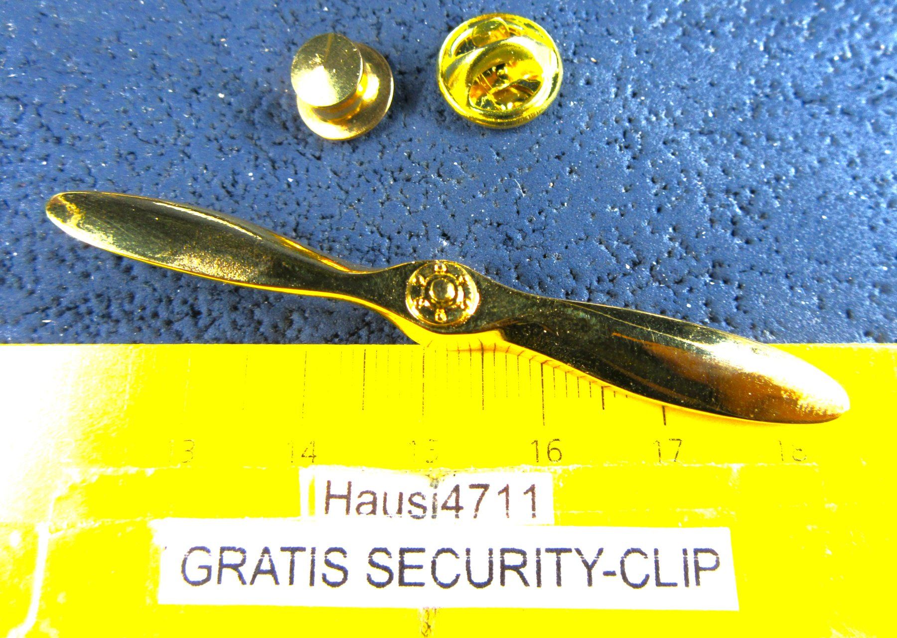 Swiss Placchette & Badge: FLUGZEUG PROPELLER GROSSS 7cm SCHMUCK-PIN mit SECURITY-CLIP – Usato da Ettingen venduto da Hausi4711