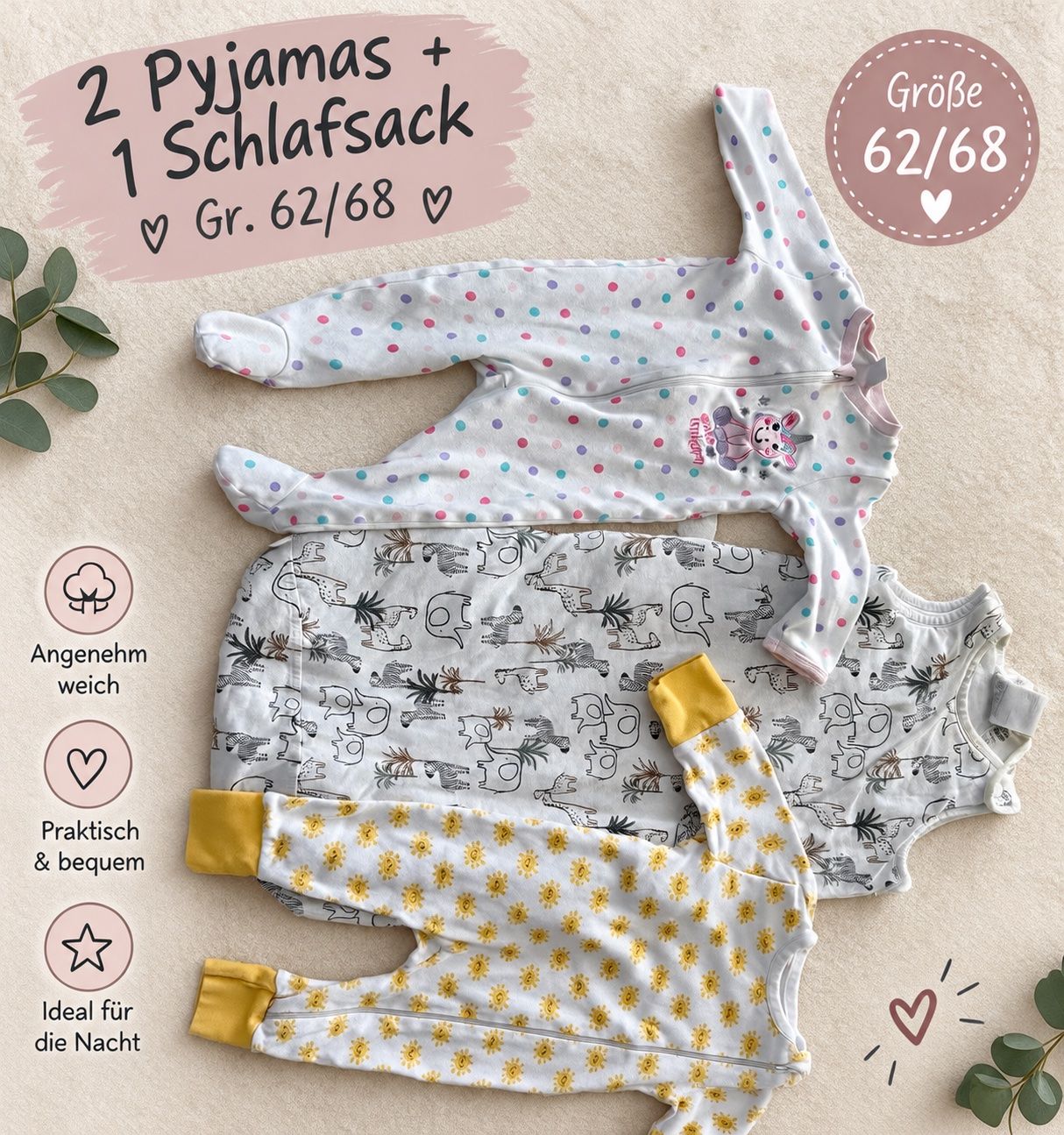 Pyjamas & Ähnliches: Set 2x Schlafanzug Schlafsack 62/68 – Gebraucht aus Würenlos von Style_lounge