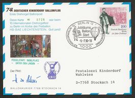 Ballon Schweiz 1990 Deutschland Berlin Luftpost 74. DKB