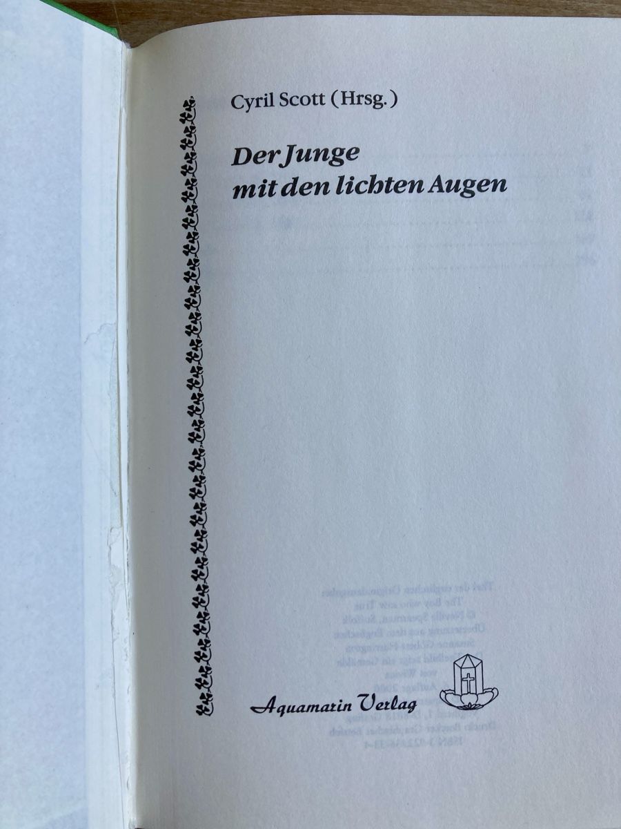 Bücher: Der Junge mit den lichten Augen. Cyril Scott – Gebraucht aus Zürich von heyjey 2