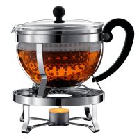 Bodum Teekanne Chambord Set mit Kunststoff-Sieb und Stövchen