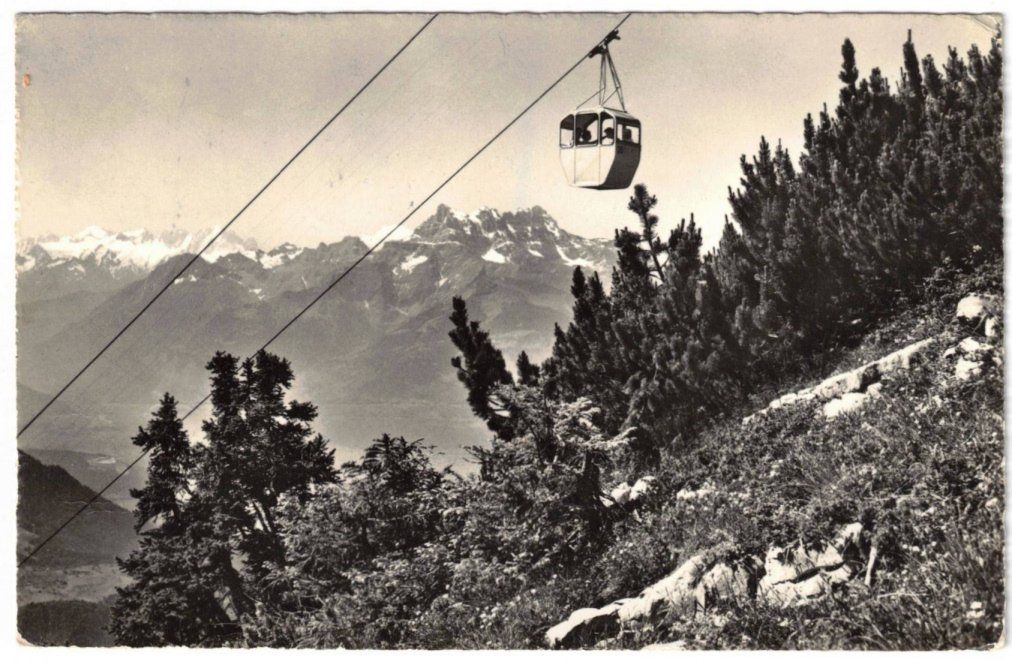Cartoline postali: Leysin - Gondelbahn mit Dents du Midi – Usato da Binningen venduto da Mountainrider