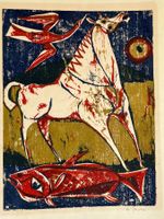Hans Studer (1920-2018) Farb Linolschnitt 32,5x41cm