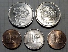 Malaysia, 1, 10 20 Sen 1967-2010, 5er Lot