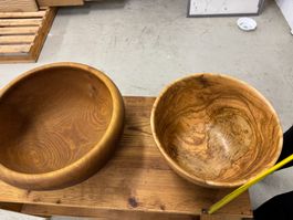 Set of 2 Large Olive Wood Bowls