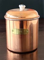Retro Kupfer Dose für Café Kaffee, Deckel mit Knopf Keramik