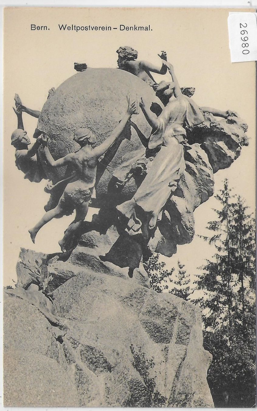 Cartoline postali: Bern - Weltpostverein-Denkmal & Stempel – Usato da Ettingen venduto da Kartenplanet