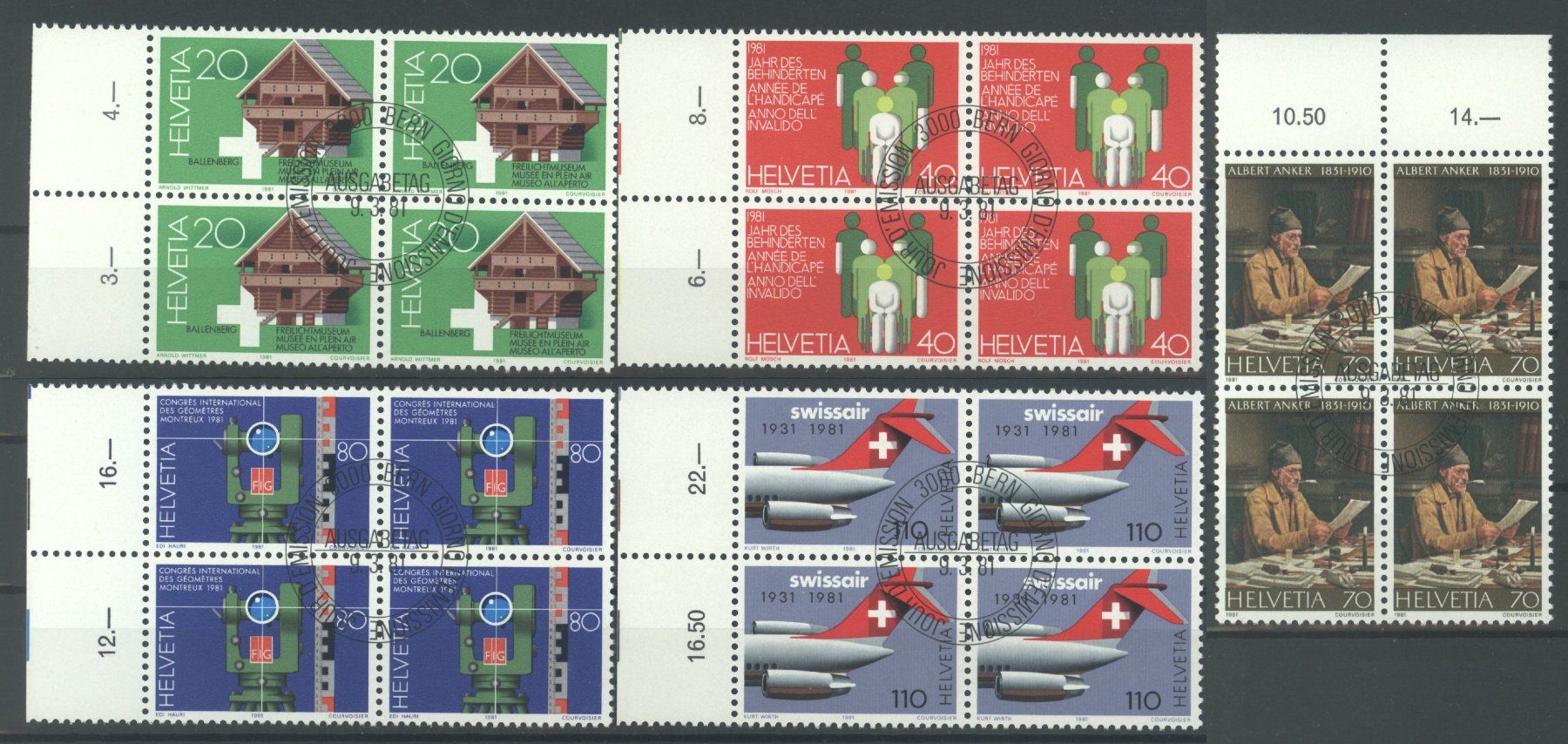 Tutti i francobolli: 1981, Viererblöcke, ET, Sonderpostmarken I – Usato da Willisau venduto da Vollstempel