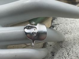 Silberring mit Gesicht, sandgestrahlt, Grösse verstellbar