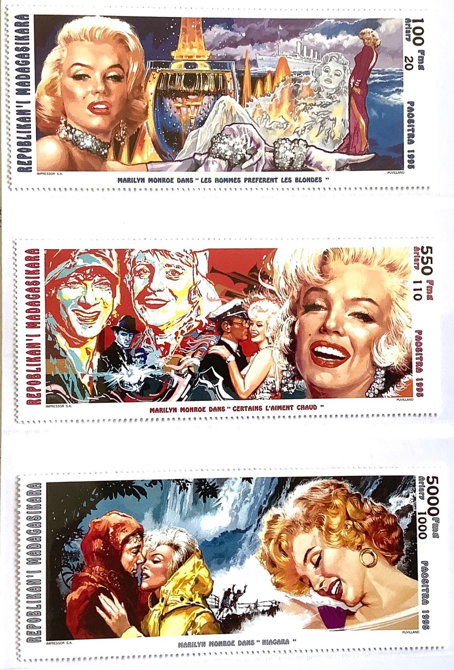 Alle Briefmarken: 1995 - Madagaskar  Marilyn Monroe Serie  ** – Neu (gemäss Beschreibung) aus Liestal von Skunk02