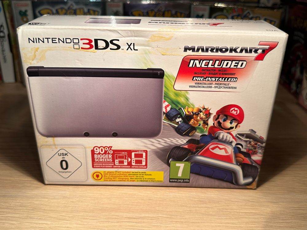 Nintendo 3DS XL + Mario Kart 7 Zelda Ocarina Silber OVP CIB Kaufen