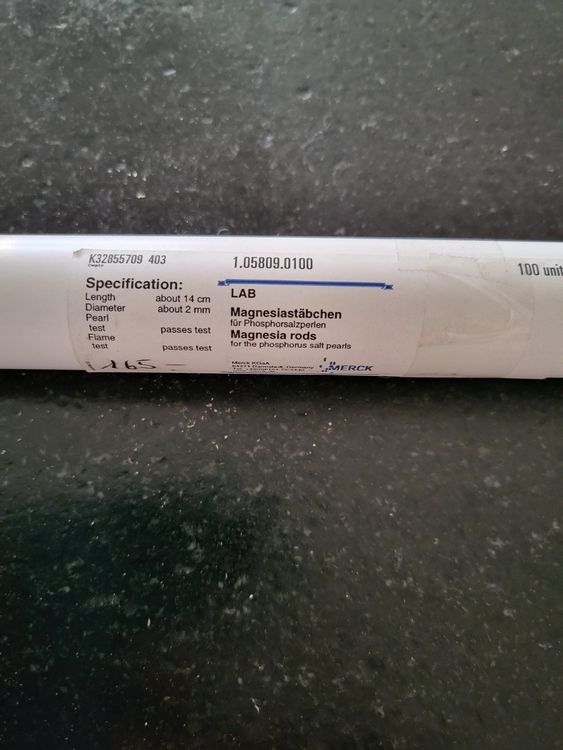 Magnesiastäbchen für Chemielabor | Kaufen auf Ricardo