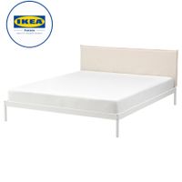 IKEA KLEPPSTAD Bettgstell 160x200 weiß/VISSLE beige