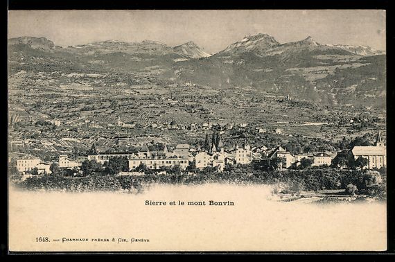 Cartoline postali: AK Sierre, Gesamtansicht mit Mont Bonvin – Usato da Berlin venduto da bartko-reher