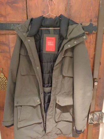Winter Springfield khaki green padded hooded parka, size l