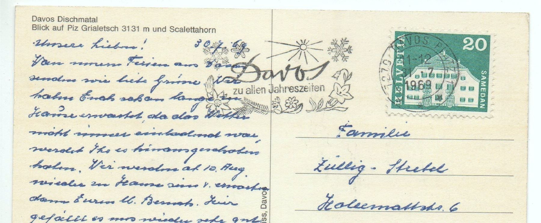 Cartoline postali: 2 x AK DAVOS Dischmatal & Kunsteisbahn – Usato da Jona venduto da philajona 1