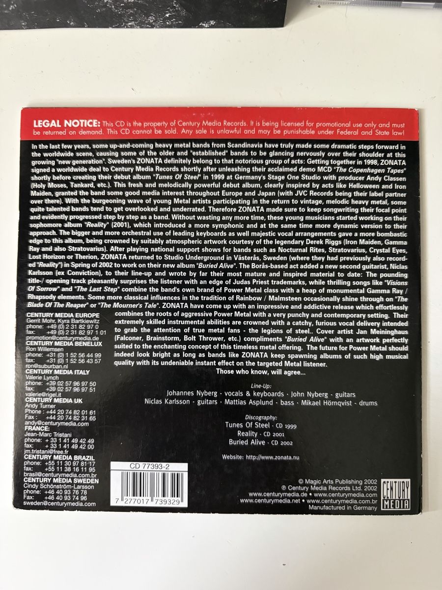 CD: Zonata - Buried Alive – Usato da Zürich venduto da Tyler1983 1