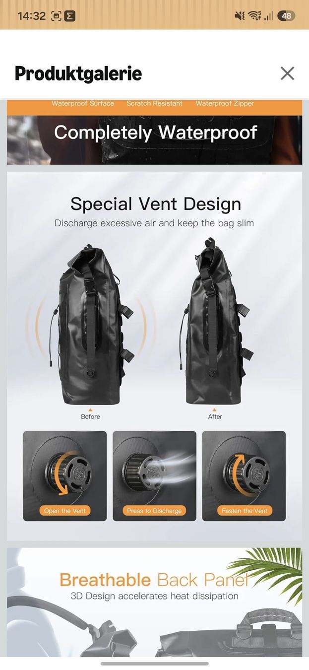 Zaini: Wasserdichter Rolltop Rucksack – Nuovo (secondo la descrizione) da Horn venduto da Linnea15 4