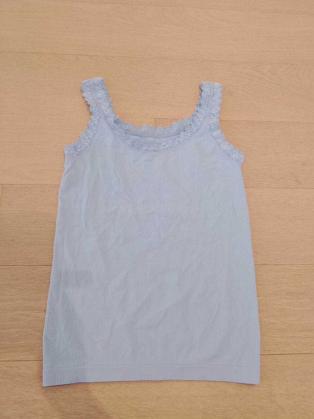 Top: Süsses hellblaues Top mit Spitzenrand Gr L-XL sommerlich ... – Nuovo (secondo la descrizione) da Bellikon venduto da MellonCollieMitTwint