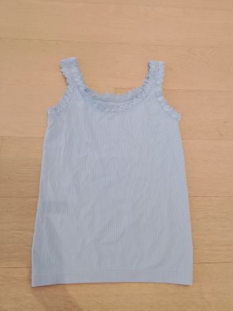 Süsses hellblaues Top mit Spitzenrand Gr L-XL sommerlich ...