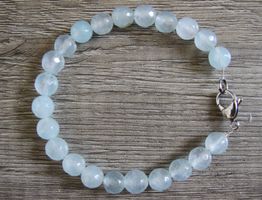 NEU: Aquamarin Edelstein Armband keine Kette mit Edelstahl