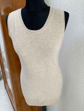 REPEAT Kaschmirpullover ärmellos beige Gr. S/M Damen