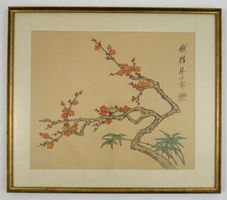 Asiatisches Seidenbild - Signiert - CHINA - Vergl. Rahmen