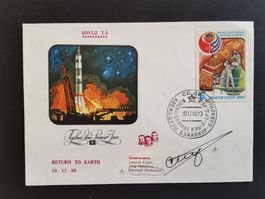 Sowjetunion Umschlag SOYUZ T-3 Erster Tag 1980  Autogramm