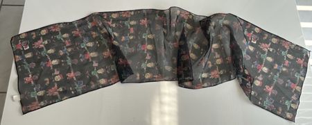 Schal Damen Schwarz mit Kindern Muster 100% Polyester