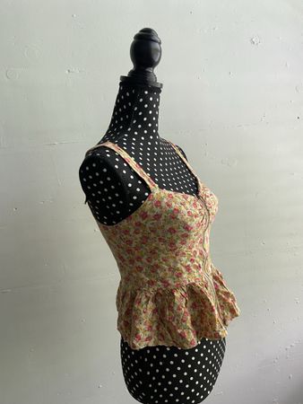 Corsagen-Top mit Blumenmuster XS, Baumwolle Reissverschluss