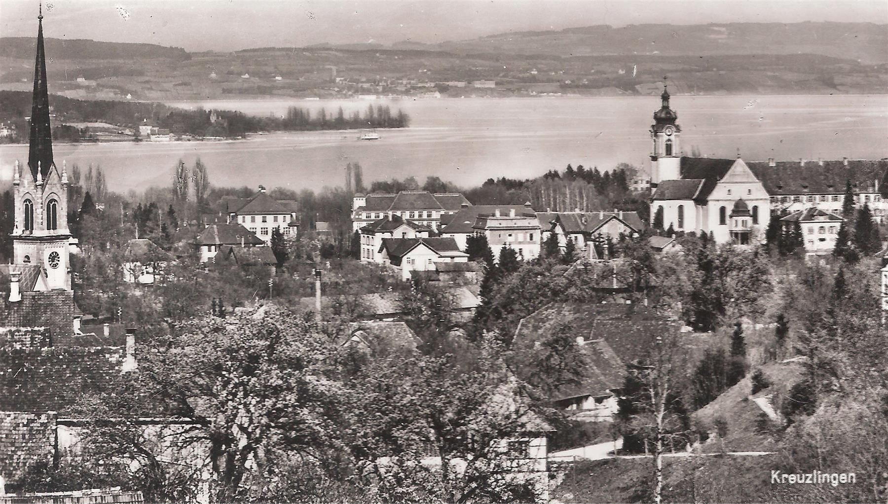 Cartoline postali: 19.X.65 Luftbild Kreuzlingen Dorf+Kirche – Usato da Zürich venduto da Hagliweg