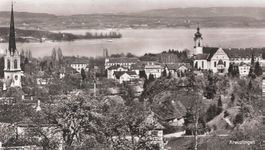 19.X.65 Luftbild Kreuzlingen Dorf+Kirche