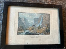 Historischer Druck Staubbachfall im Rahmen gebraucht