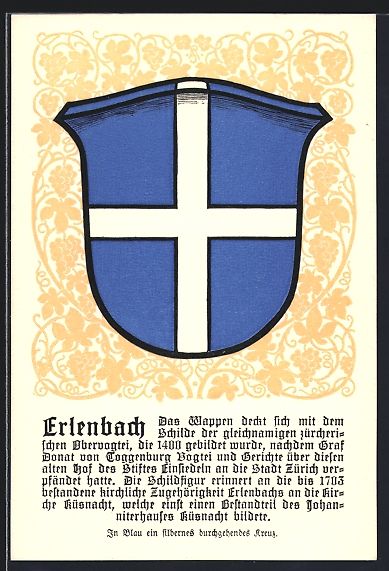 Ansichtskarten: Erlenbach /ZH, Wappen mit durchgehendem  – Gebraucht aus Berlin von bartko-reher