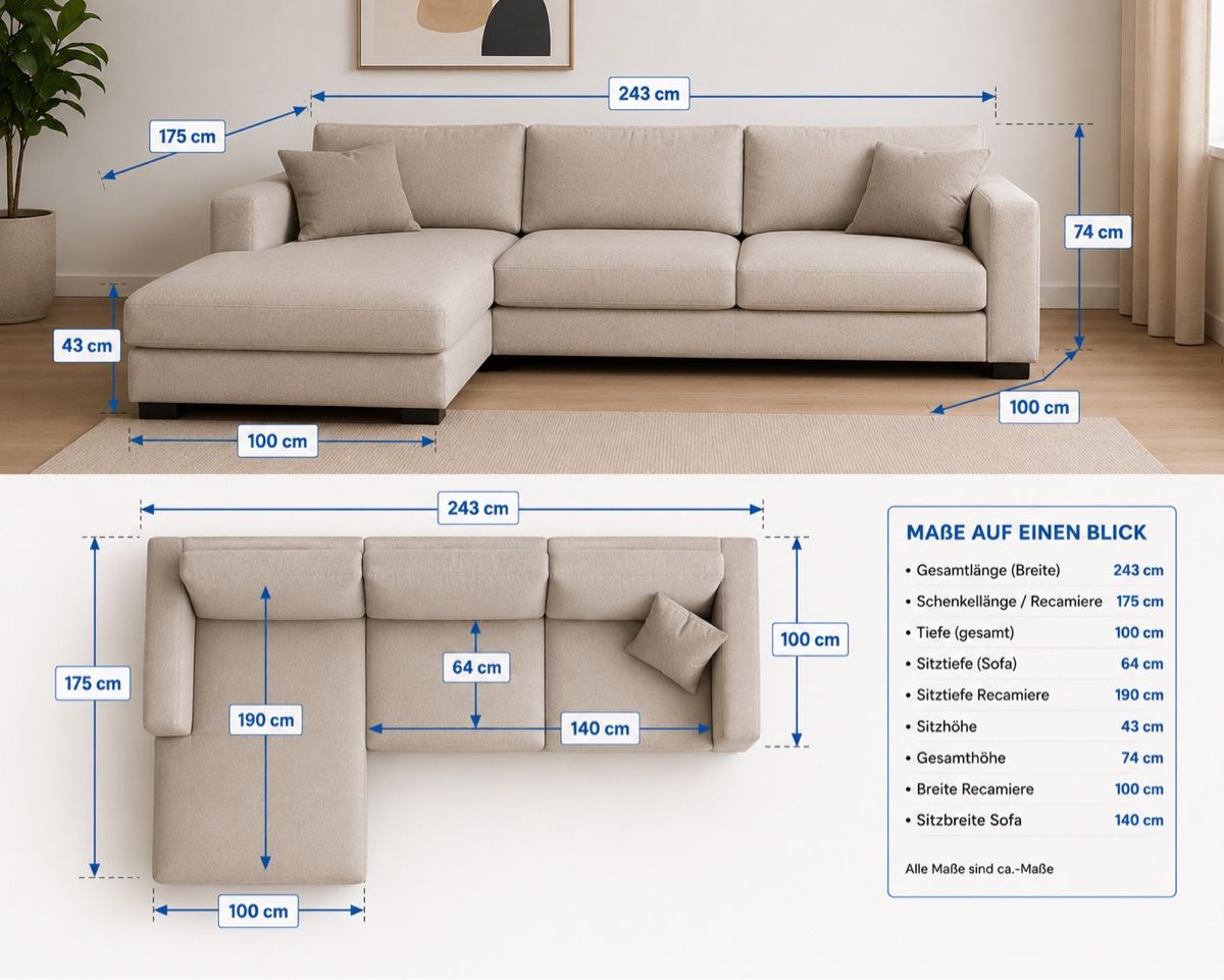 Sofas: XX-Lutz-Eck-Sofa , Creme, 2.5-Sitzer – Gebraucht aus Bülach von arigator78 4