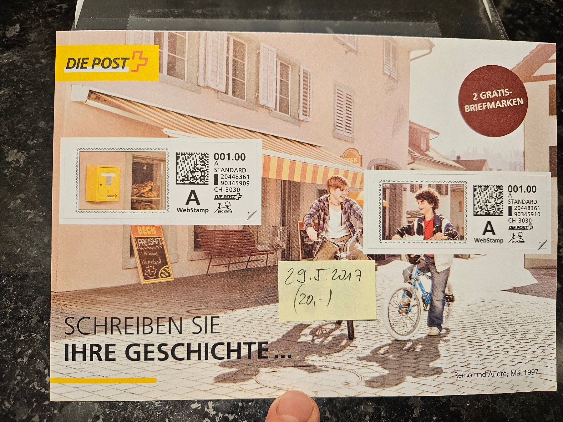 Tutti i francobolli: A Web stamp 29.52017 (Kat 20.--) für 2.50 – Usato da Buttikon SZ venduto da Marcelr