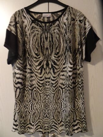 Shirt Kurzarm, Gr. 50, beige/schwarz