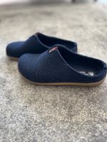 Haflinger Wool Slippers, EU 40, Navy Blue, Cosy Winter!