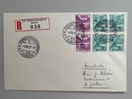1937 20. Zionistenkongress Zürich Eing. Bf mit Nr. 202+203