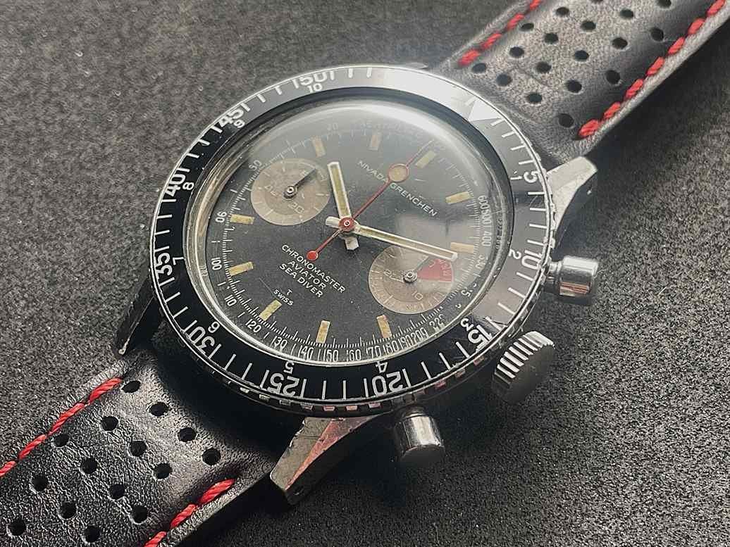 Nivada Orologi: Nivada Chronomaster Valjoux 23, Lollipop Zeiger – Usato da Luzern venduto da ChronoScope6004 8
